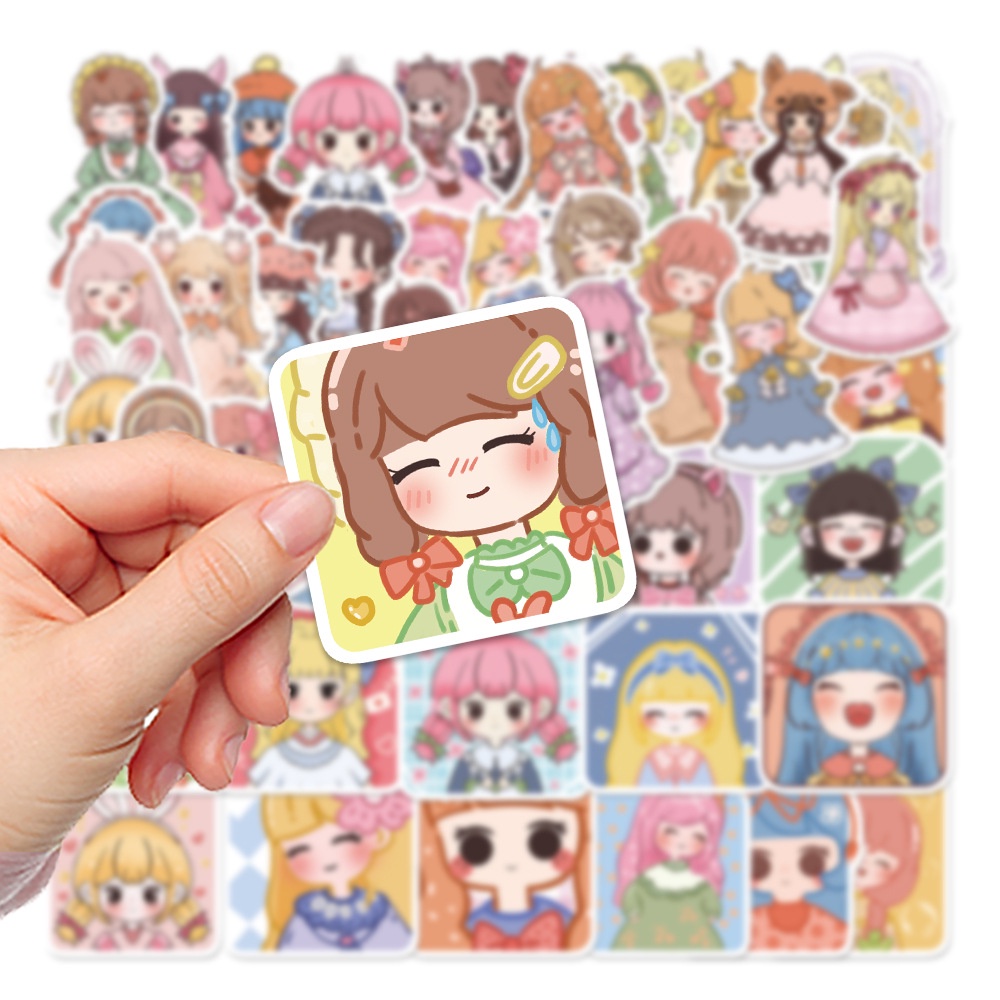 Bộ 50 Miếng Dán Hoạt Hình Bé Gái Đáng Yêu Trang Trí Vali / Laptop / Điện Thoại