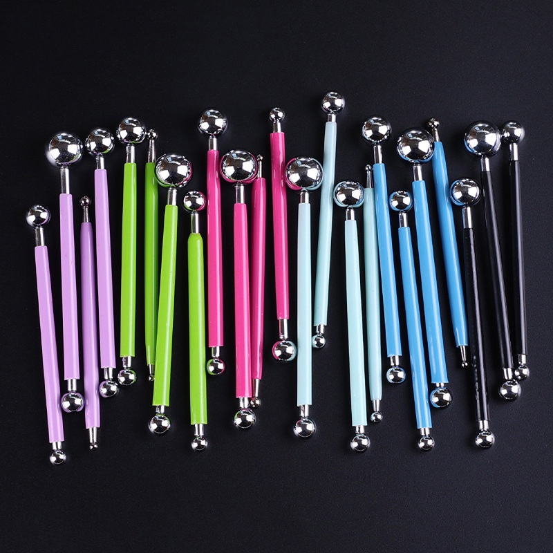 1 bộ dụng cụ điêu khắc gốm bằng thép không gỉ polymer đất sét hình bút kim loại bóng đất sét DIY gốm trang trí công cụ