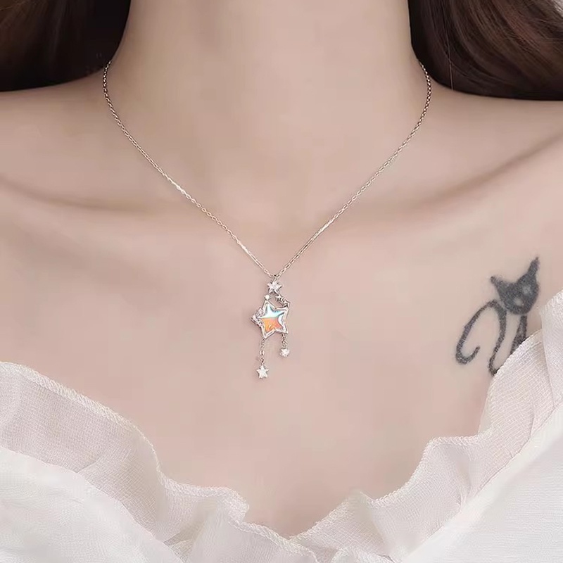Vòng cổ Mặt Ngôi Sao Băng Đính Đá Mặt Trăng Thời Trang Cho Nữ