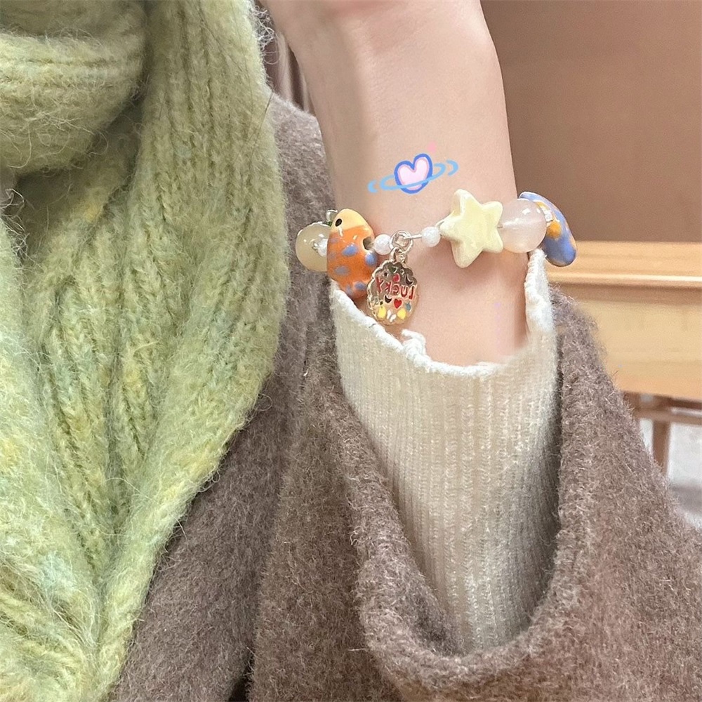 Vòng Tay Chuỗi Hạt Pha Lê Nhiều Màu Họa Tiết Hoạt Hình Dễ Thương Cho Nữ