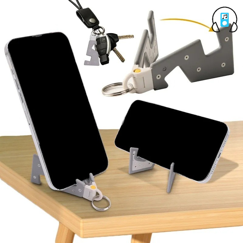 Giá Đỡ Điện Thoại / Máy Tính Bảng Mini Chống Trượt Chất Lượng Cao Có Thể Điều Chỉnh Góc Kèm Móc Khóa