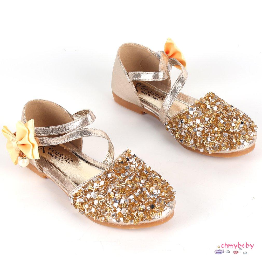 Kids Girls Dancing Sandals Anti-Skid Bowknot Children Princess Shoes Sandals