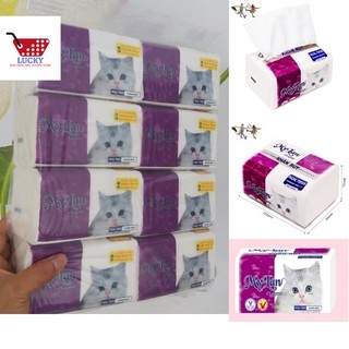 Combo 8 gói khăn giấy ăn dạng rút mylan con mèo 465 tờ/gói
