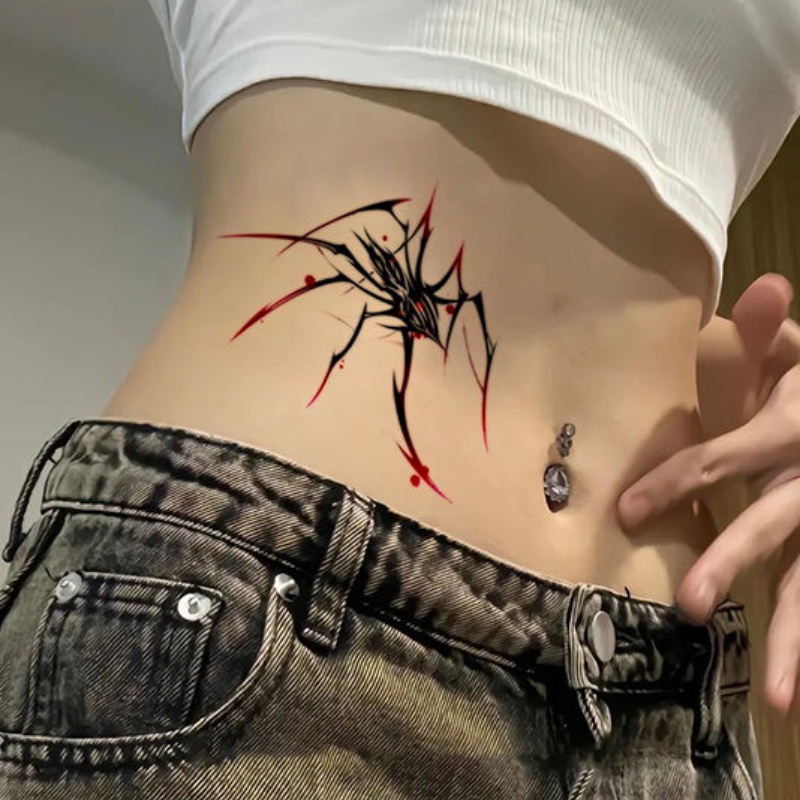 Hình Xăm Dán 3D Hình Cô Gái Nhện Màu Đen Chống Thấm Nước Và Lâu Trôi Trong Vòng 7 Ngày