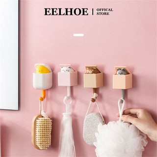 Móc treo tường EELHOE động vật hoạt hình dễ thương bằng nhựa tự dính không để lại dấu trang trí phòng tắm nhà bếp