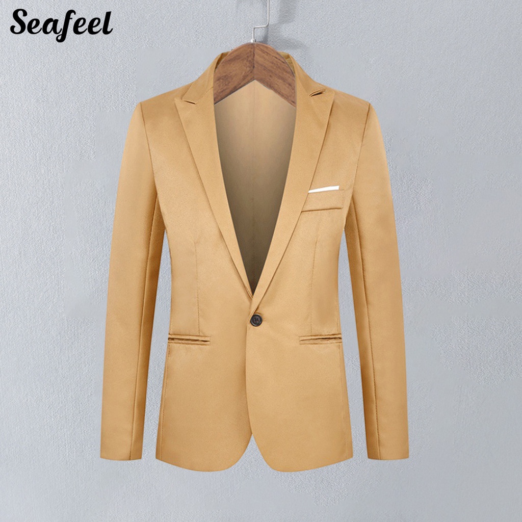 Áo Khoác Blazer Một Túi Màu Trơn Thời Trang Công Sở Cho Nam