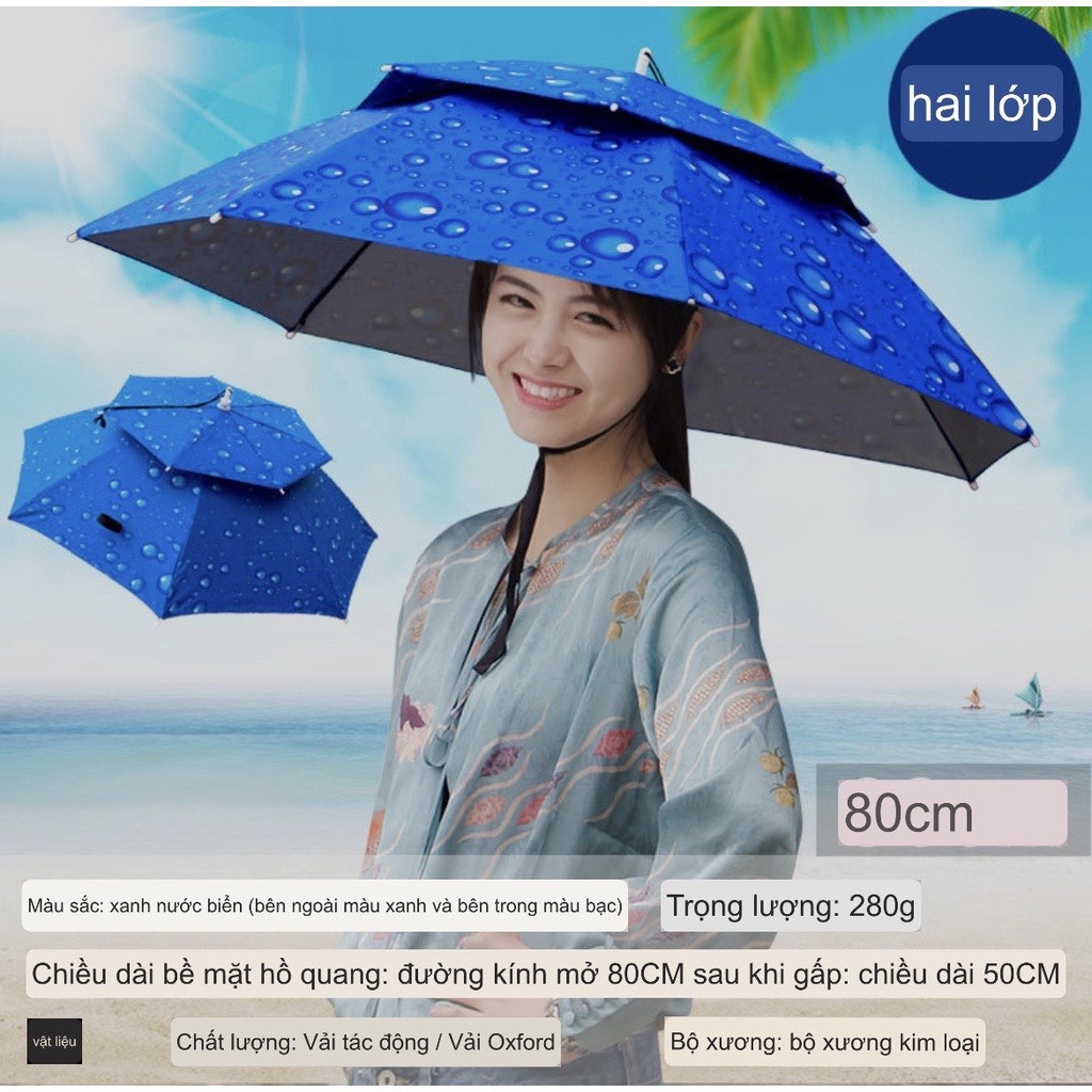Mũ Ô Đội Đầu 2 Tầng Che Nắng Mưa, Câu Cá, Dã Ngoại - LNG FISHING
