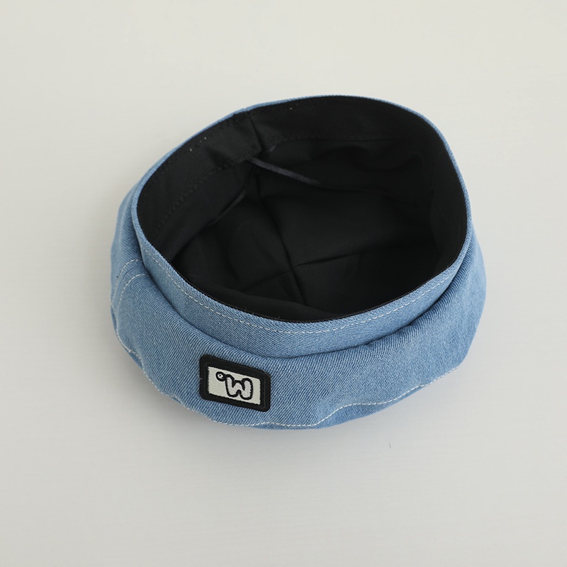 Mũ Beret Denim Thêu Chữ M Phong Cách Hip Hop Thời Trang Cho Bé