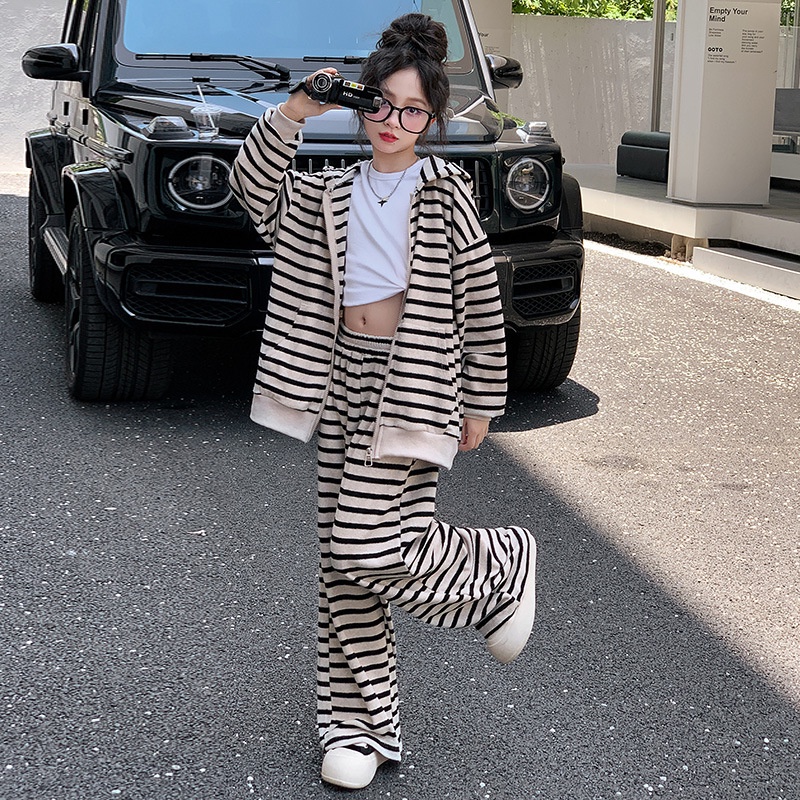 Áo Hoodie Dáng Rộng Họa Tiết Kẻ Sọc Phong Cách Mùa Thu Mới Cho Nữ
