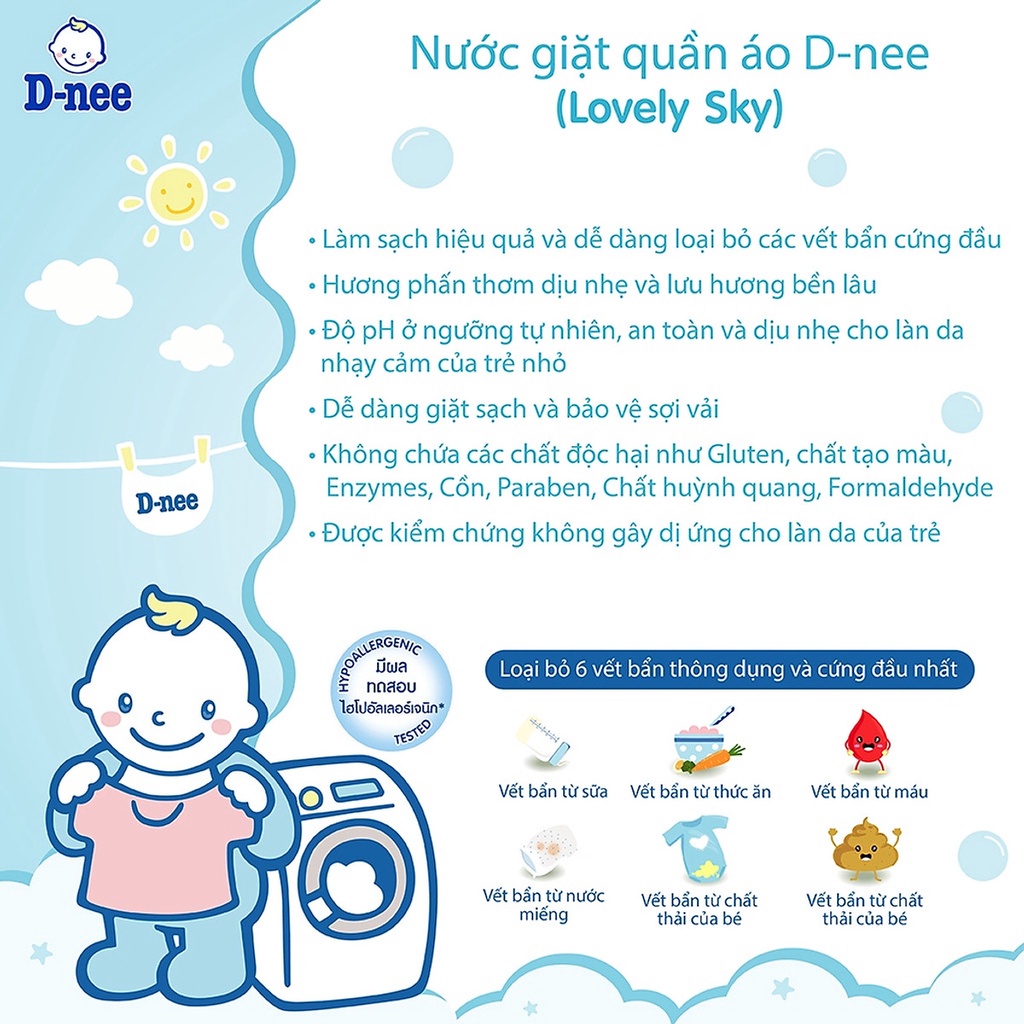Dung Dịch Giặt Quần Áo Cho Bé D-Nee - Chai 960ml (Xanh)
