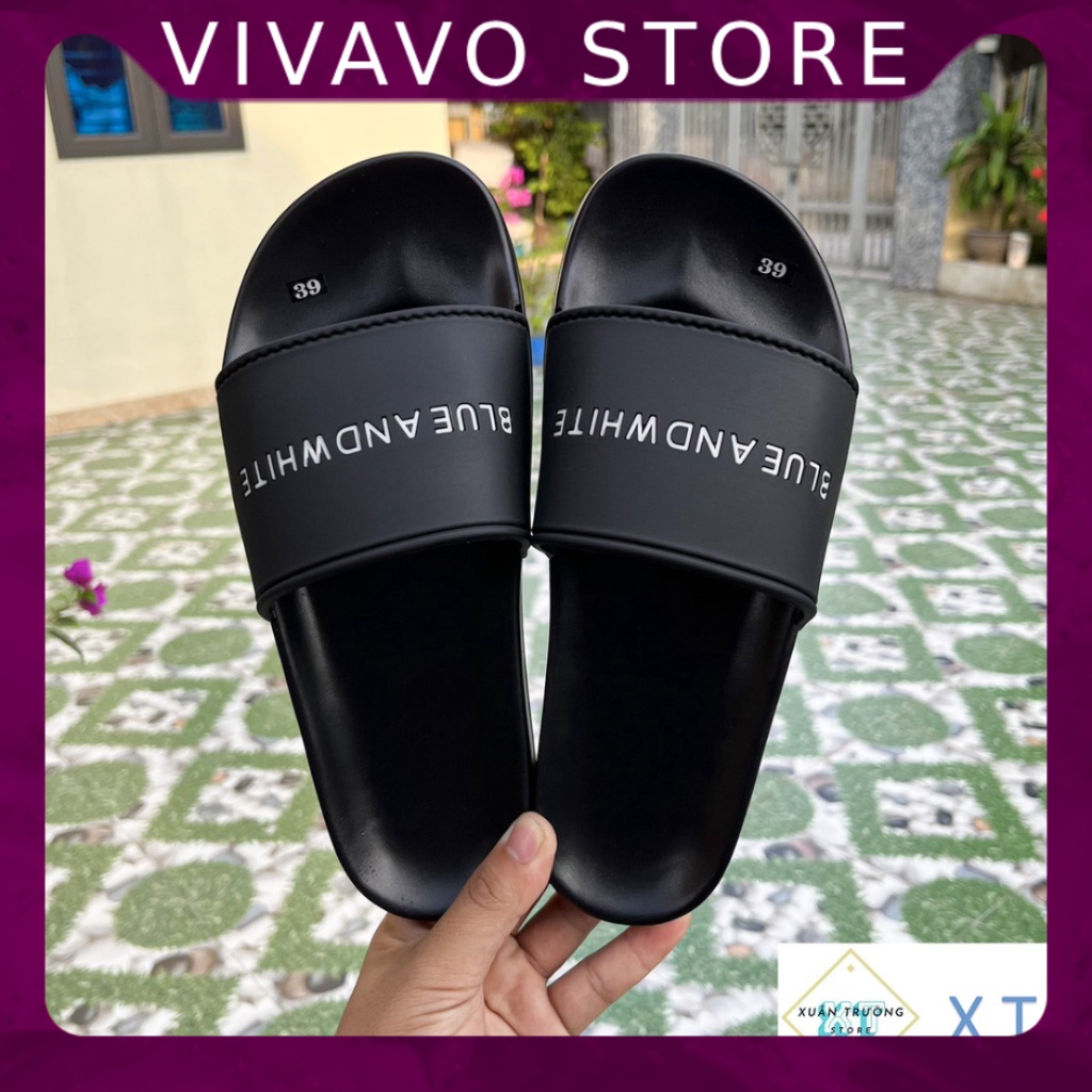 Dép ulzzang Nam Nữ phong cách Hàn Quốc - Dép Quai Ngang Blue And White - FREE SHIP