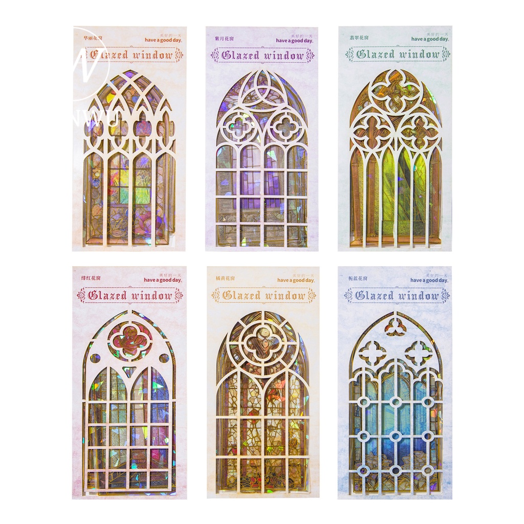 Bộ 10 Tấm Sticker Dán Cửa Sổ Bằng PET Tạo Hình Hoa Lá Kiểu Vintage