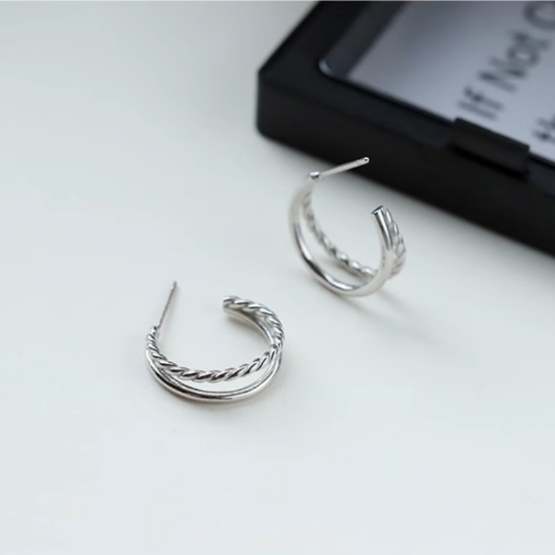 We Flower Bông Tai Mạ Bạc 925 Kiểu Vòng Xoắn Thiết Kế Đơn Giản Thời Trang Cho Nữ