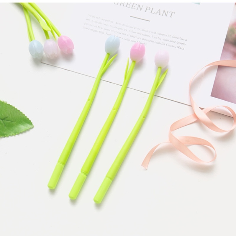 Bút Mực Đen Hình Hoa Tulip Thay Đổi Màu Sắc Dễ Thương Cho Học Sinh