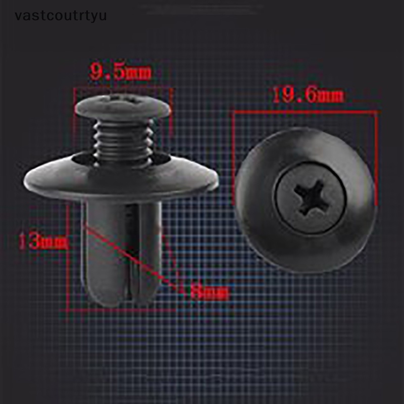 FENDER Set 50 / 100 Đinh Tán Nhựa 8mm Màu Đen Cho Xe TRX680 TRX650 n