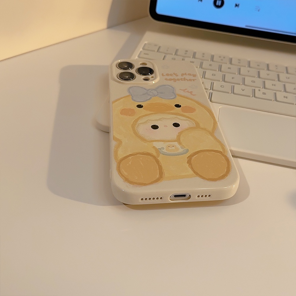 Ốp Điện Thoại tpu Silicon Chống Rơi Hình Vịt Cho iphone 11 12 13 14 pro max