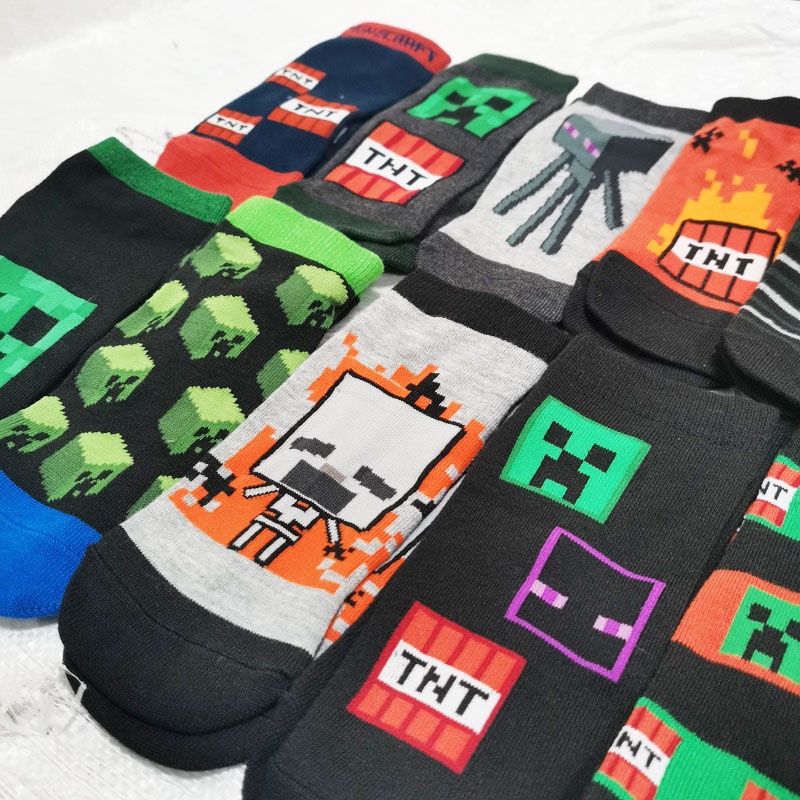 Set 5 Đôi Tất Cotton Hoạ Tiết Minecraft Cho Bé
