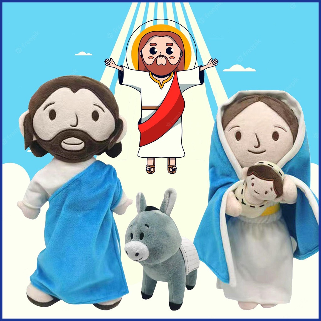 Đồ Chơi Nhồi Bông Hình Jesus and his donkey Plush Catholic Toys Christ Savior Virgin Mary Doll