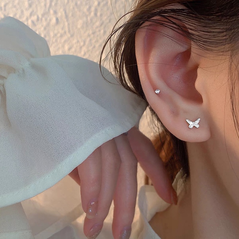 Bông Tai Hình Tròn Họa Tiết Bướm Đơn Giản Thời Trang Sang Trọng Cho Nữ Y2K