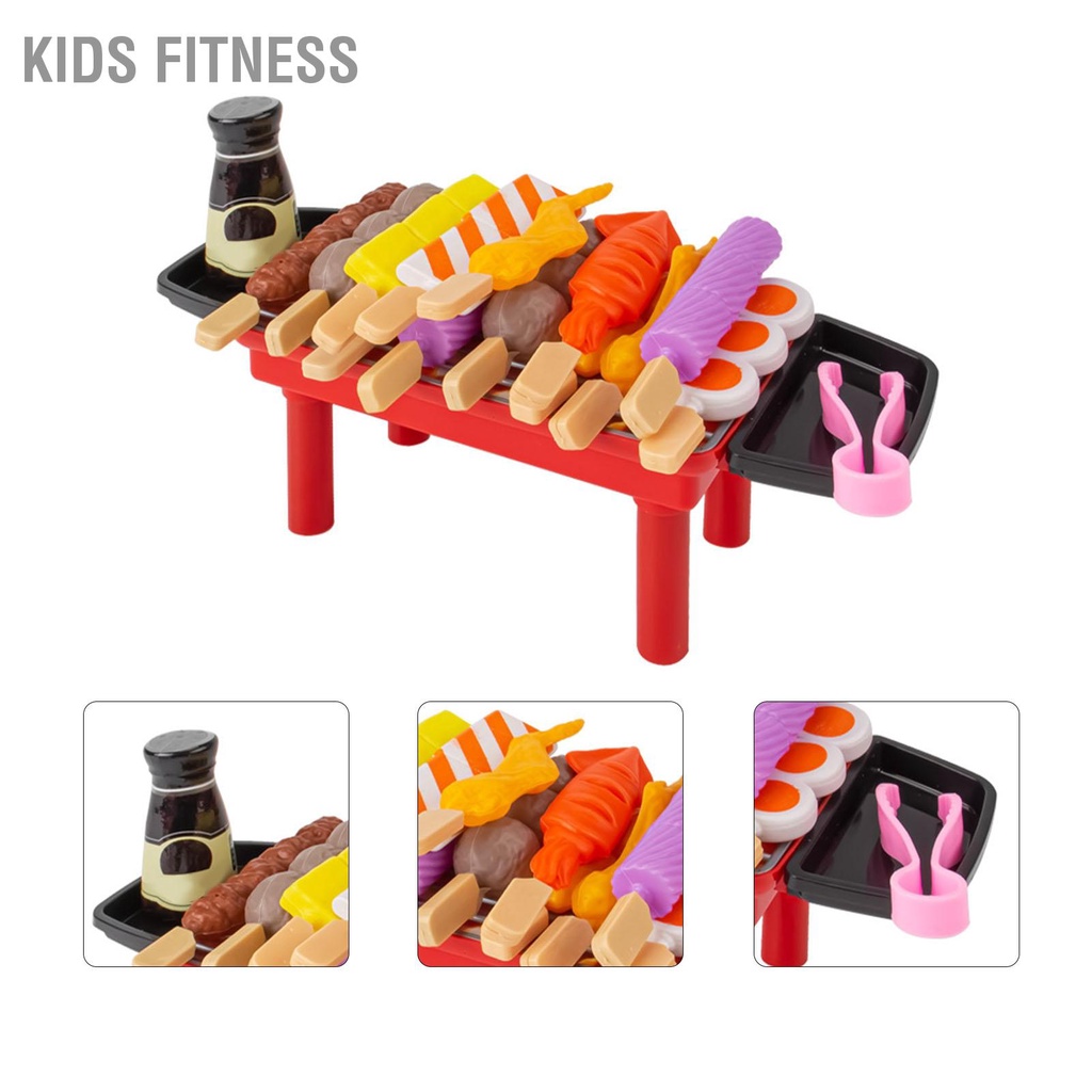 Kids Fitness 28 Chiếc Trẻ Em Vỉ Nướng Playset Khay Kẹp Thực Phẩm Mô Phỏng Nhà Bếp Vai Trò Chơi Đồ