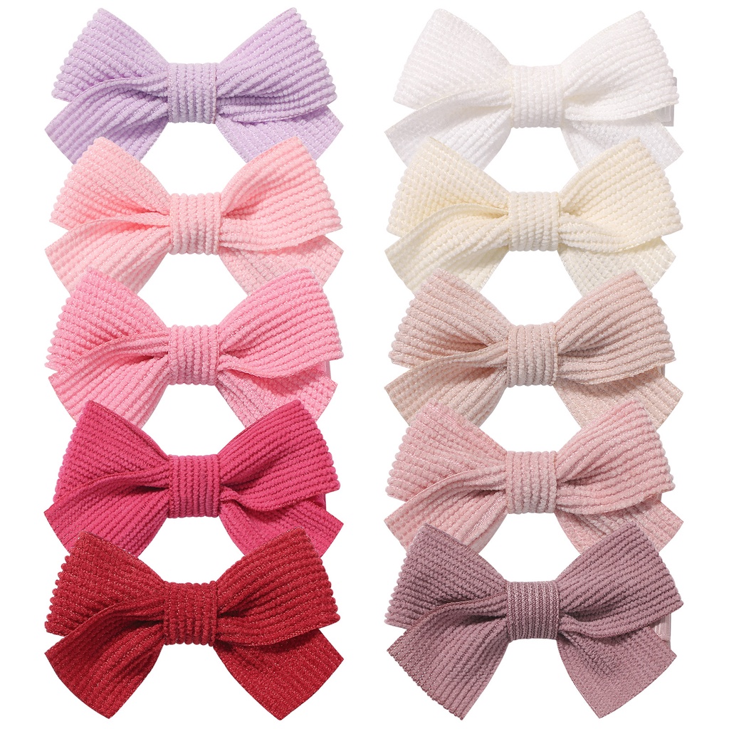 Set 2 Kẹp Tóc Nơ Màu Trơn Mềm Mại An Toàn Cho Bé Gái