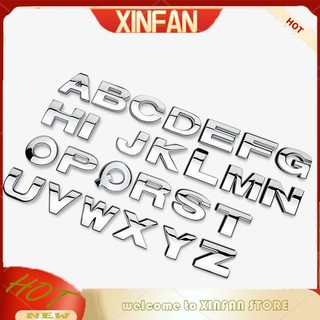 Miếng Dán Hình Chữ Cái Và Số 3D Bằng Kim Loại Màu Bạc Trang Trí Xe Hơi