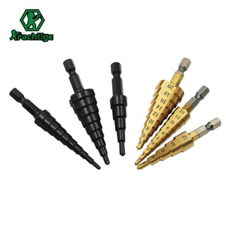 Bộ 3 Mũi Khoan Bước Bằng Thép Titan 3-12mm 4-12mm 4-12mm 4-20mm Cho Chế Biến Gỗ / Kim Loại