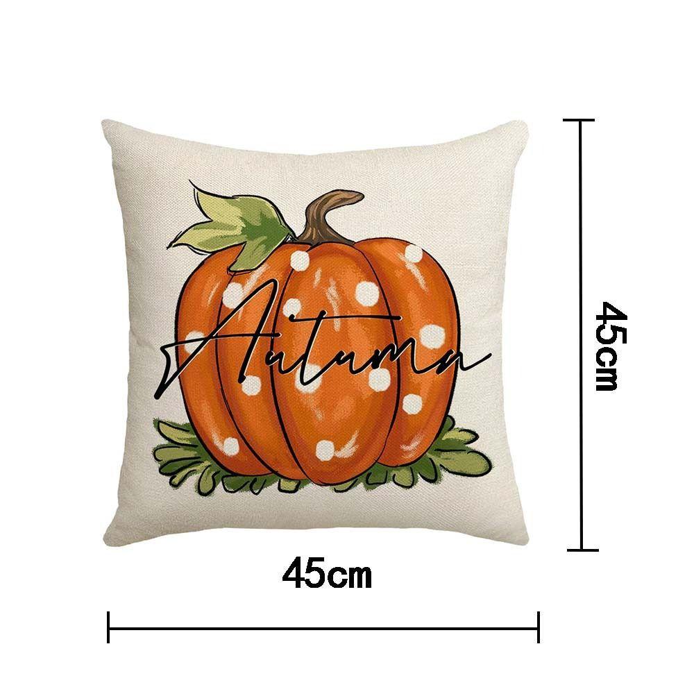 Áo Gối TOPABC1 45x45cm Bằng Vải Lanh Thoáng Khí Có Khóa Kéo Hình Bí Ngô Mùa Thu