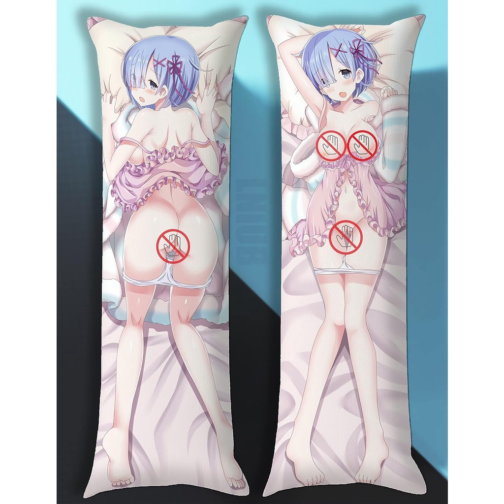 Anime re: zero uncensored girl sexy rem ram ôm body pillowcase waifu cushion cover nhật bản dakimakura otaku gift (style b, 47x15 in / 40x120 cm)