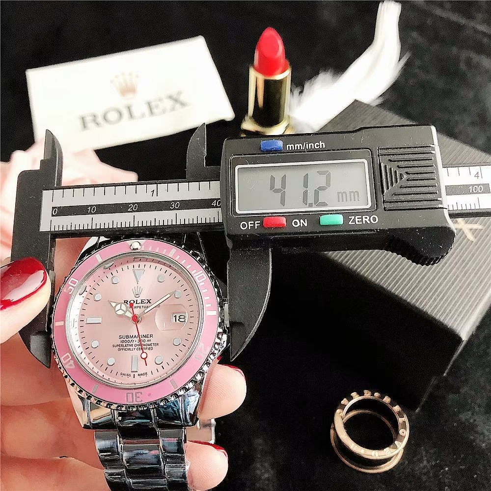 Đồng Hồ Rolex Mặt Tròn Đính Kim Cương Dây Da Thép Không Gỉ Thời Trang Cho Cặp Đôi