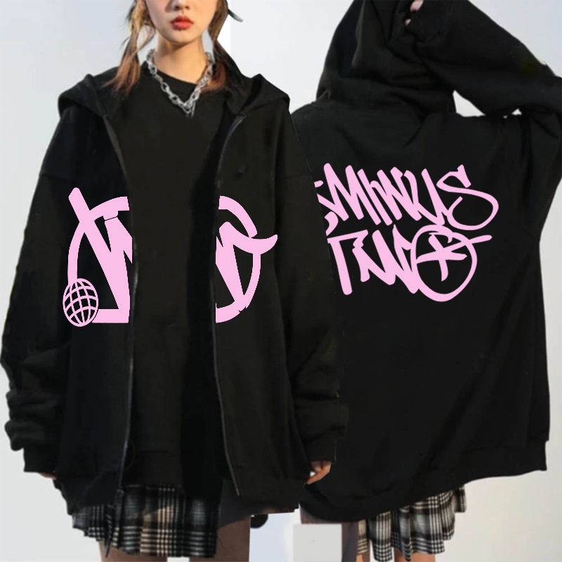 Áo Khoác Hoodie Có Khóa Kéo Minus Two Y2K In Họa Tiết Đường Phố harajuku Dành Cho Nam Nữ