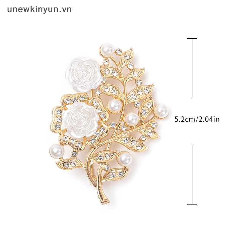 Ghim Cài Áo Hình Hoa Đính Đá Ngọc Trai Lấp Lánh Chống Ánh Sáng Thời Trang Cho Nữ