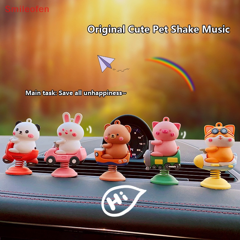 Búp Bê Hoạt Hình Lắc Đầu Dễ Thương Trang Trí Bảng Điều Khiển Xe Hơi / Cún / Thỏ / Gấu Quà Tặng Cho