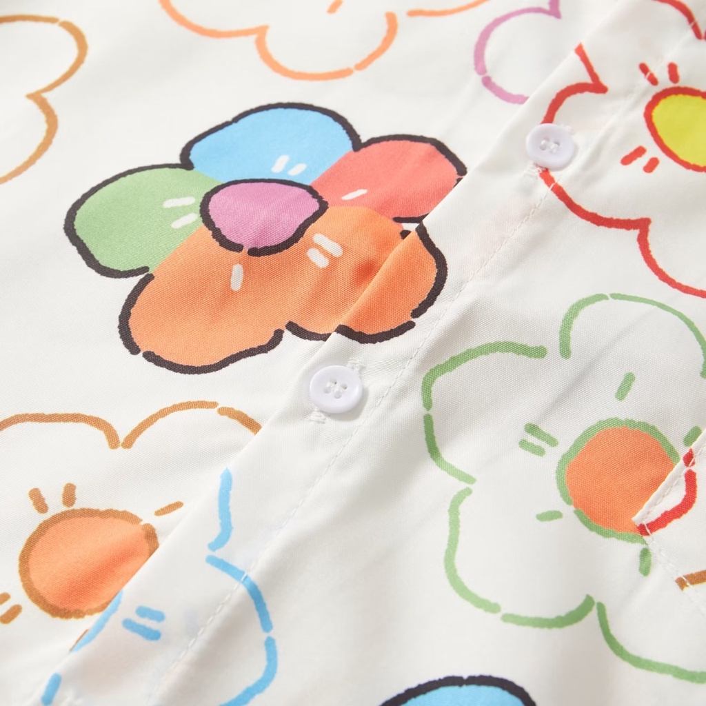 Áo Sơ Mi Tay Ngắn Cổ Đứng In Họa Tiết Hoa Đơn Giản Thời Trang Mùa Hè Phong Cách Hàn Quốc Cho Nam