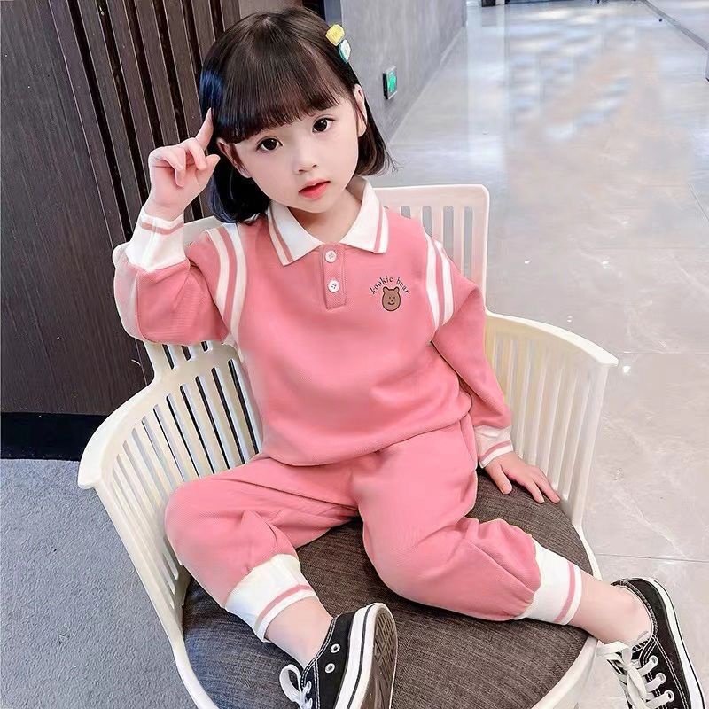 Bộ Áo Sơ Mi Dài Tay Kèm Quần Dài Phong Cách Phương Tây Thời Trang Xuân Thu Cho Bé Gái 90-140CM