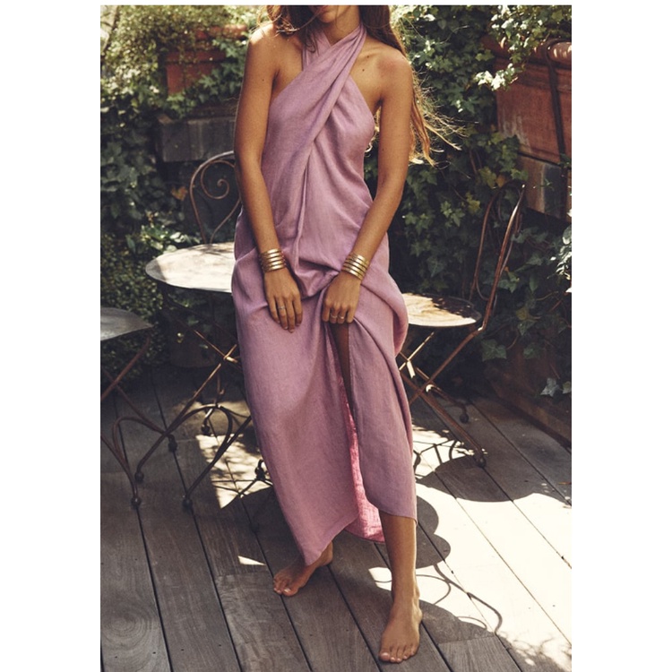 Zara mùa hè mới thanh lịch nút chéo bướm thắt lưng treo cổ váy 4786326