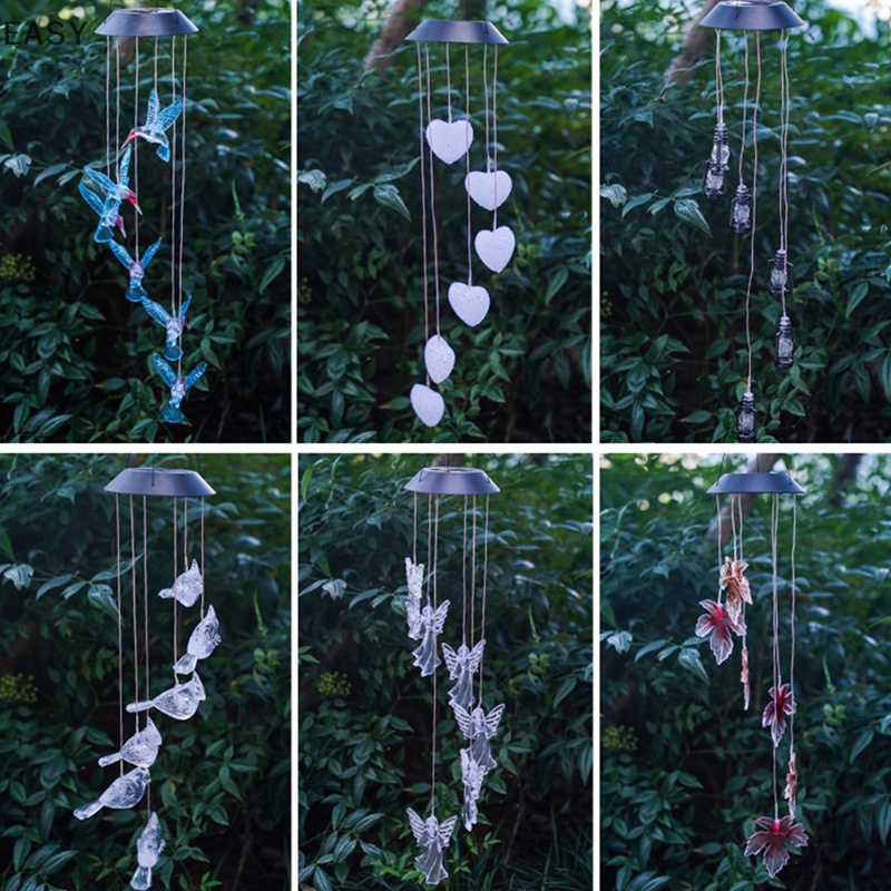 Ea năng lượng mặt trời đầy màu sắc chuông gió hummingbird chống thấm nước windchime solar light vn