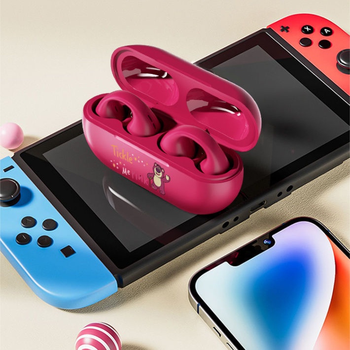 Disney h10 bone conduction bluetooth không dây 5.3 tai nghe strawberry bear lotso winnie the pooh mickey minnie mouse daisy ear clip hifi chất lượng âm thanh tai nghe giảm tiếng ồn