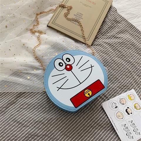 Túi dễ thương nữ thời trang phim hoạt hình vui nhộn tinkerbell mèo đeo vai túi tròn messenger túi doraemon