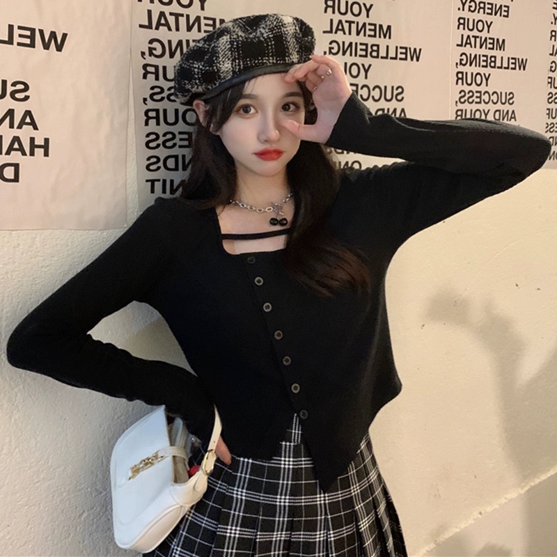 Junnovgal Áo Tay Dài Dáng Ôm Cài Khóa Thời Trang 2023 Gợi Cảm Dành Cho Bạn Nữ