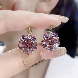  Khuyên Tai Tròn Đính Đá Pha Lê Tím Sang Trọng Thời Trang 2024 Cho Bạn Gái 
