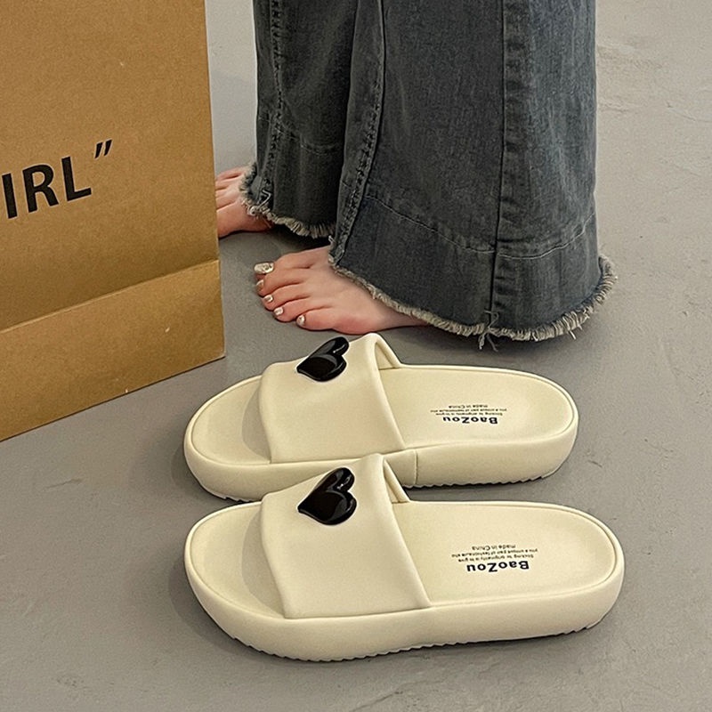 KaBaiQi Dép bánh mì guốc dép sandal nữ Màu Sắc Đơn Giản Thoải Mái Cao Gót Chống Trơn Trượt dép đế xuồng 34ZHDLX0814