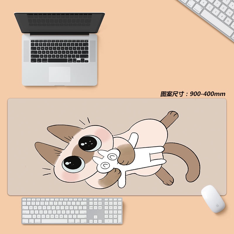 Tấm Lót Chuột Và Bàn Phím Máy Tính Cỡ Lớn In Hoạt Hình Mèo Dễ Thương