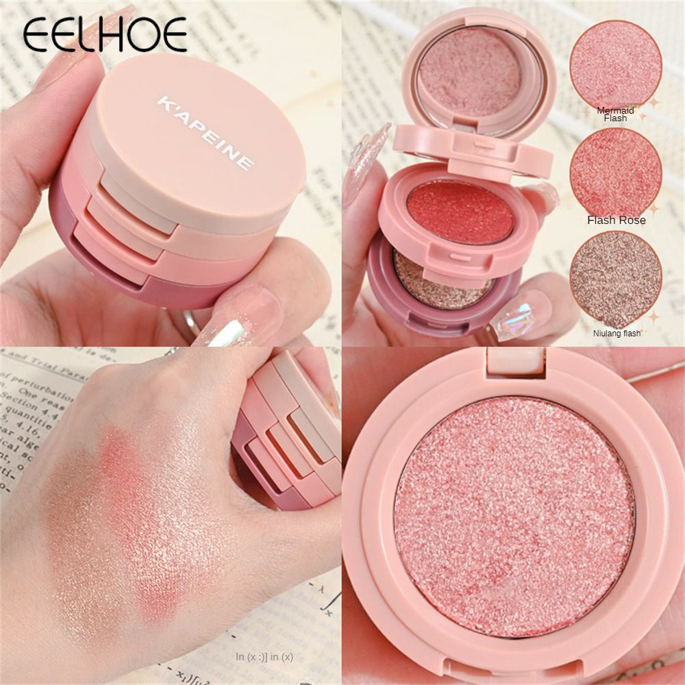 Bảng phấn mắt macaron EELHOE xếp lớp ba màu ánh ngọc trai trang điểm đa năng