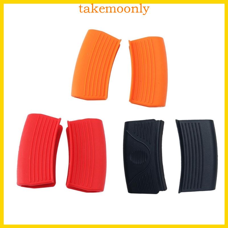 Tak 2 pcs silicone cast-iron handle cover hỗ trợ handle holder non-slip pot holder tay áo chịu nhiệt tay cầm cách nhiệt