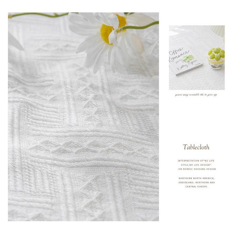Khăn Trải Bàn Vuông / Tròn Bằng Vải Lanh cotton Phối Tua Rua Trang Trí Bàn Ăn Tối 2 / 4 / 6 / 8