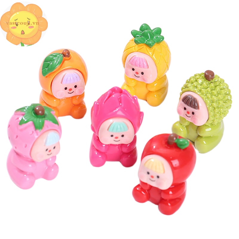 Vastji kawaii fruit strawberry orange durian resin crafts diy doll house decor accessory home car miniature figurine art or decor vn