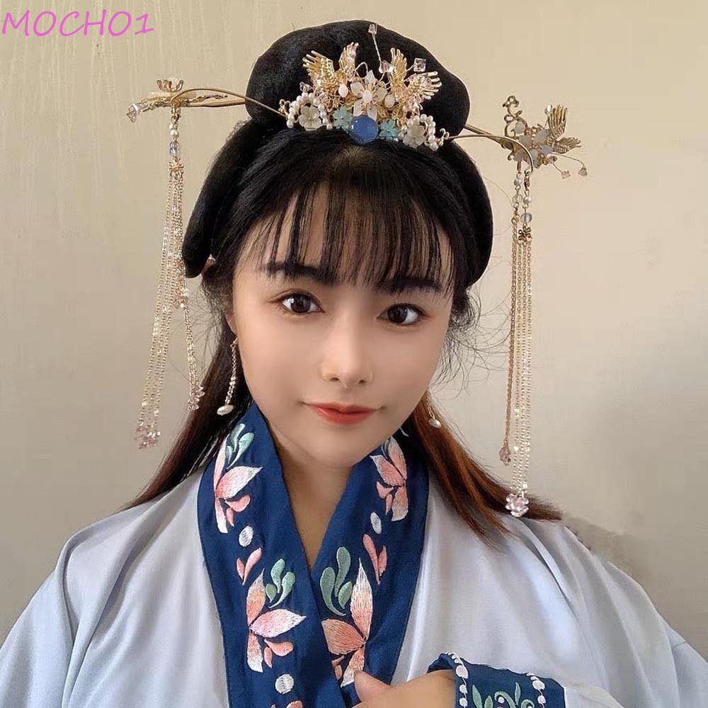 Mocho1 bộ gậy tóc gậy tóc cho bé gái ngọt ngào trẻ em phong cách cổ xưa lược cài tóc hoa bướm tua mùa xuân kẹp tóc trung quốc nĩa tóc