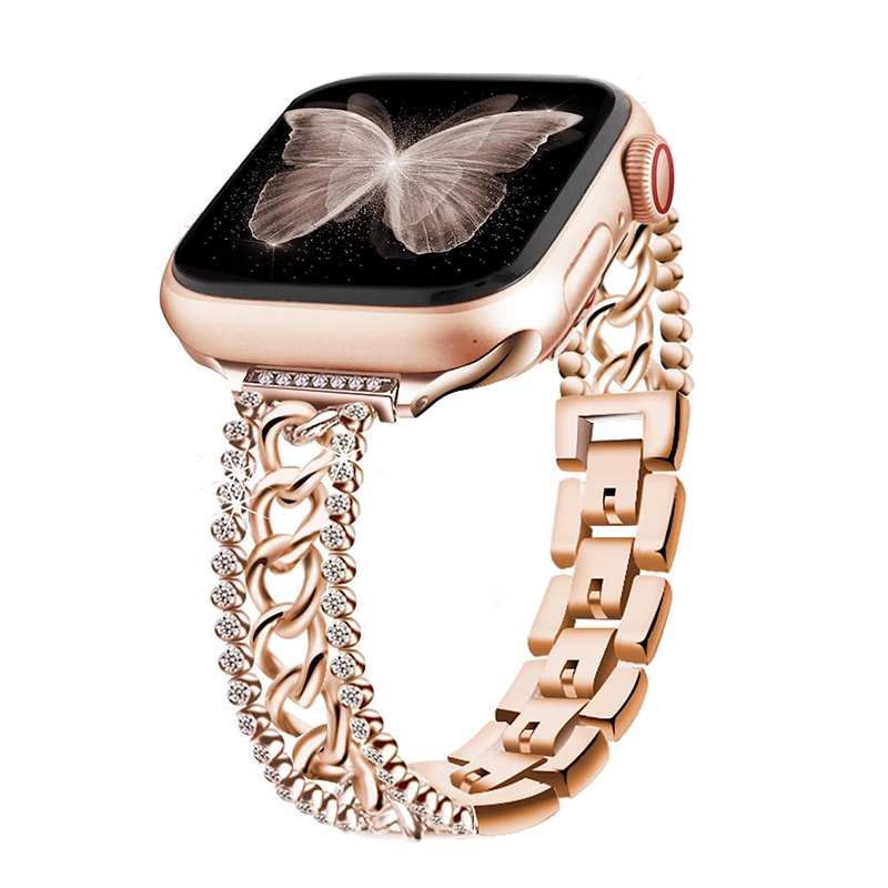 Vòng đeo tay kim cương dây đeo kim loại thích hợp cho apple watch series 8/7/6/5/4/3/2/1 / se iwatch 49mm 45mm 42mm 44mm 38mm 40mm 41mm