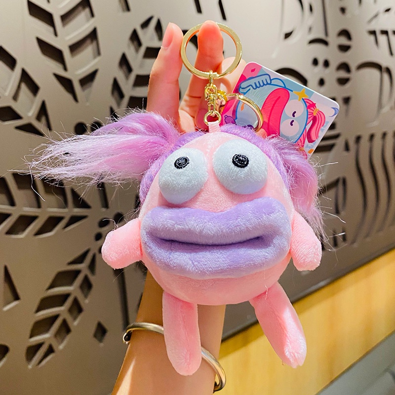 Phim hoạt hình dễ thương và vui nhộn bím tóc jun vải búp bê móc khóa xe treo chuỗi túi sách phụ kiện mặt dây chuyền